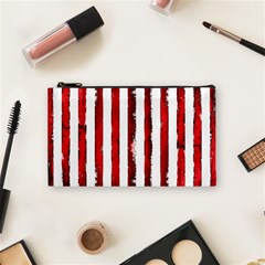 Red grunge stripes Cosmetic Bag (Small)