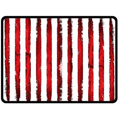 Red grunge stripes Fleece Blanket (Large) 