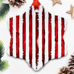 Red grunge stripes Ornament (Snowflake)