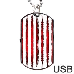 Red grunge stripes Dog Tag USB Flash (One Side)