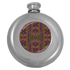 Peacock Lace In The Nature Round Hip Flask (5 Oz) by pepitasart