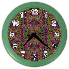 Peacock Lace In The Nature Color Wall Clock by pepitasart