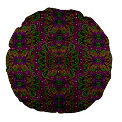 Peacock Lace In The Nature Large 18  Premium Flano Round Cushions by pepitasart