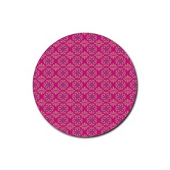 Background Texture Pattern Mandala Rubber Coaster (round)  by HermanTelo