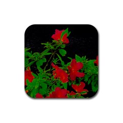 Dark Pop Art Floral Poster Rubber Coaster (square)  by dflcprintsclothing