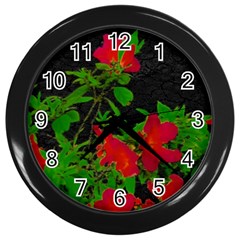 Dark Pop Art Floral Poster Wall Clock (black) by dflcprintsclothing