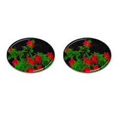 Dark Pop Art Floral Poster Cufflinks (oval) by dflcprintsclothing