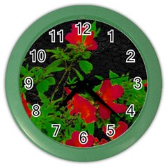 Dark Pop Art Floral Poster Color Wall Clock by dflcprintsclothing