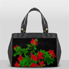 Dark Pop Art Floral Poster Oversize Office Handbag (2 Sides) by dflcprintsclothing