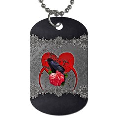 Wonderful Crow On A Heart Dog Tag (one Side) by FantasyWorld7