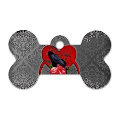 Wonderful Crow On A Heart Dog Tag Bone (one Side) by FantasyWorld7