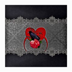 Wonderful Crow On A Heart Medium Glasses Cloth by FantasyWorld7