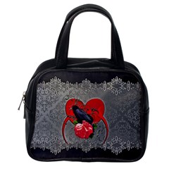 Wonderful Crow On A Heart Classic Handbag (one Side) by FantasyWorld7