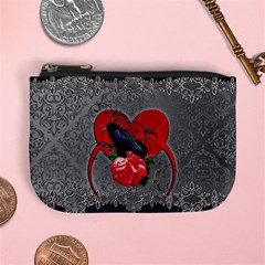 Wonderful Crow On A Heart Mini Coin Purse by FantasyWorld7