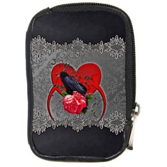 Wonderful Crow On A Heart Compact Camera Leather Case by FantasyWorld7