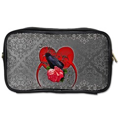 Wonderful Crow On A Heart Toiletries Bag (two Sides) by FantasyWorld7