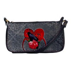 Wonderful Crow On A Heart Shoulder Clutch Bag by FantasyWorld7