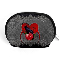 Wonderful Crow On A Heart Accessory Pouch (medium) by FantasyWorld7