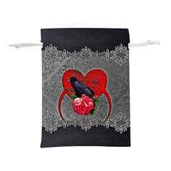 Wonderful Crow On A Heart Lightweight Drawstring Pouch (s) by FantasyWorld7