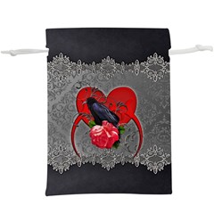 Wonderful Crow On A Heart  Lightweight Drawstring Pouch (xl)