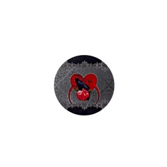 Wonderful Crow On A Heart 1  Mini Magnets by FantasyWorld7