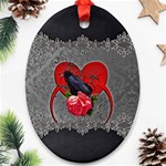 Wonderful Crow On A Heart Ornament (Oval) Front