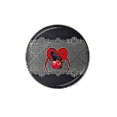 Wonderful Crow On A Heart Hat Clip Ball Marker (10 Pack) by FantasyWorld7