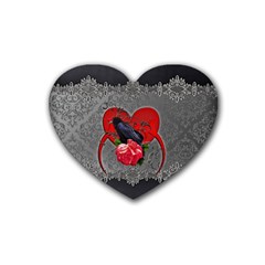 Wonderful Crow On A Heart Heart Coaster (4 Pack) 