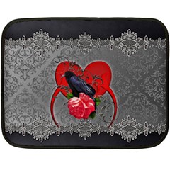 Wonderful Crow On A Heart Fleece Blanket (mini) by FantasyWorld7