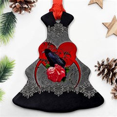 Wonderful Crow On A Heart Christmas Tree Ornament (two Sides) by FantasyWorld7