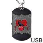 Wonderful Crow On A Heart Dog Tag USB Flash (Two Sides) Front