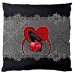 Wonderful Crow On A Heart Large Cushion Case (One Side) Front