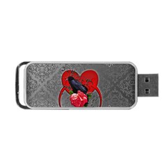 Wonderful Crow On A Heart Portable Usb Flash (two Sides) by FantasyWorld7