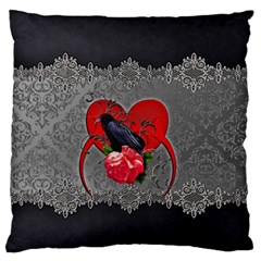 Wonderful Crow On A Heart Standard Flano Cushion Case (two Sides) by FantasyWorld7