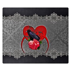 Wonderful Crow On A Heart Double Sided Flano Blanket (small)  by FantasyWorld7