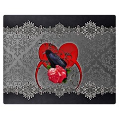 Wonderful Crow On A Heart Double Sided Flano Blanket (medium)  by FantasyWorld7