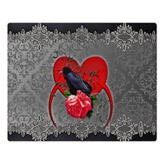 Wonderful Crow On A Heart Double Sided Flano Blanket (large)  by FantasyWorld7