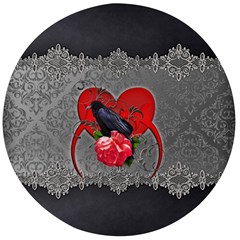 Wonderful Crow On A Heart Wooden Bottle Opener (round)