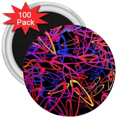 Abstrait Neon Colors 3  Magnets (100 Pack) by kcreatif