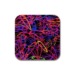 Abstrait Neon Colors Rubber Square Coaster (4 Pack)  by kcreatif