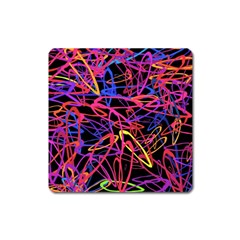 Abstrait Neon Colors Square Magnet by kcreatif