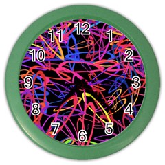 Abstrait Neon Colors Color Wall Clock by kcreatif