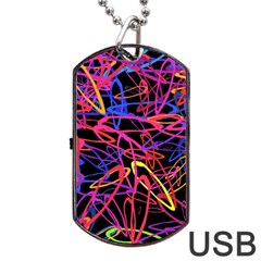 Abstrait Neon Colors Dog Tag Usb Flash (one Side) by kcreatif