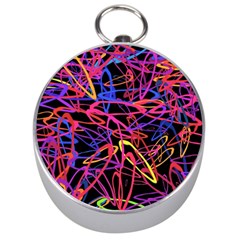 Abstrait Neon Colors Silver Compasses by kcreatif