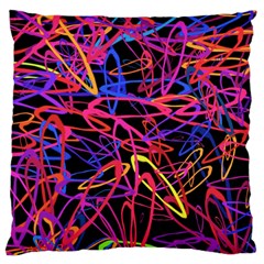 Abstrait Neon Colors Large Flano Cushion Case (one Side) by kcreatif