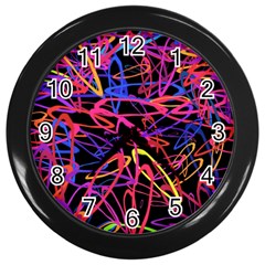 Abstrait Neon Colors Wall Clock (black) by kcreatif