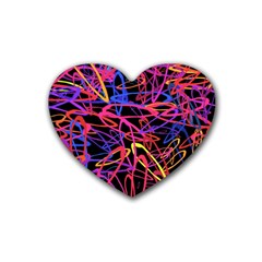 Abstrait Neon Colors Heart Coaster (4 Pack)  by kcreatif