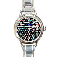 Abstrait Neon Round Italian Charm Watch by kcreatif