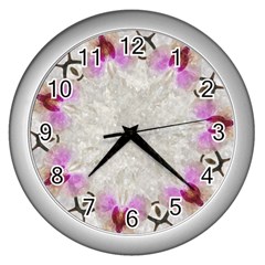 Orchidées Fleurs Abstrait Wall Clock (silver) by kcreatif