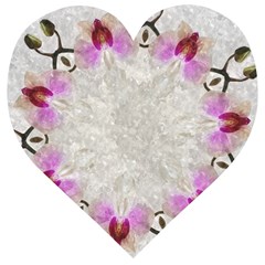 Orchidées Fleurs Abstrait Wooden Puzzle Heart by kcreatif